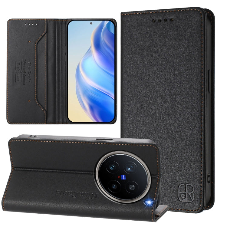 RC01 Dual-Folded Magnetic Suction RFID Leather Phone Case, For vivo X200 Pro, For vivo V40 Lite 5G IDN, For vivo V40e 5G India / iQOO Z9s 5G, For vivo V40 5G / V40 Pro 5G Global, For vivo Y300 Pro, For vivo iQOO Z9s Pro / T3 Pro India
