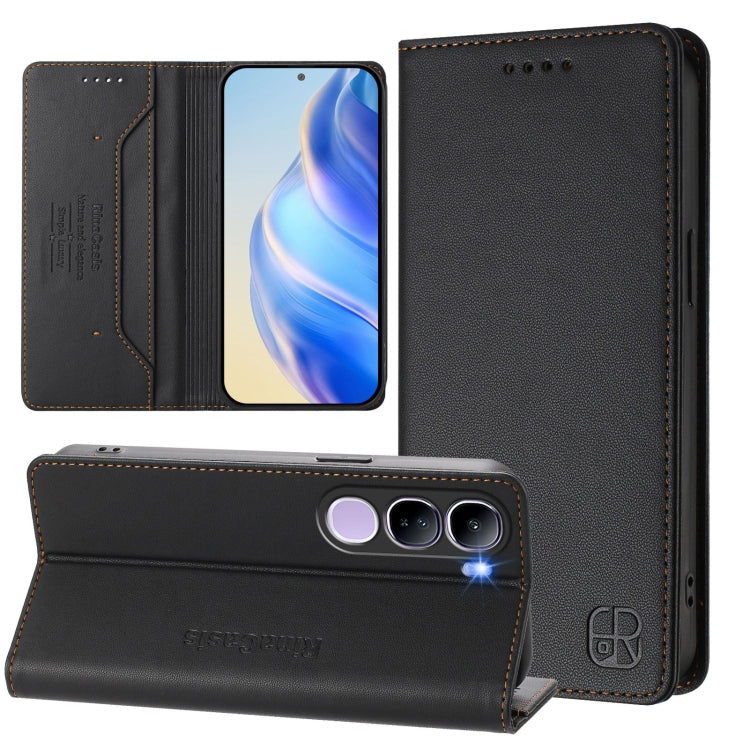 RC01 Dual-Folded Magnetic Suction RFID Leather Phone Case, For vivo X200 Pro, For vivo V40 Lite 5G IDN, For vivo V40e 5G India / iQOO Z9s 5G, For vivo V40 5G / V40 Pro 5G Global, For vivo Y300 Pro, For vivo iQOO Z9s Pro / T3 Pro India