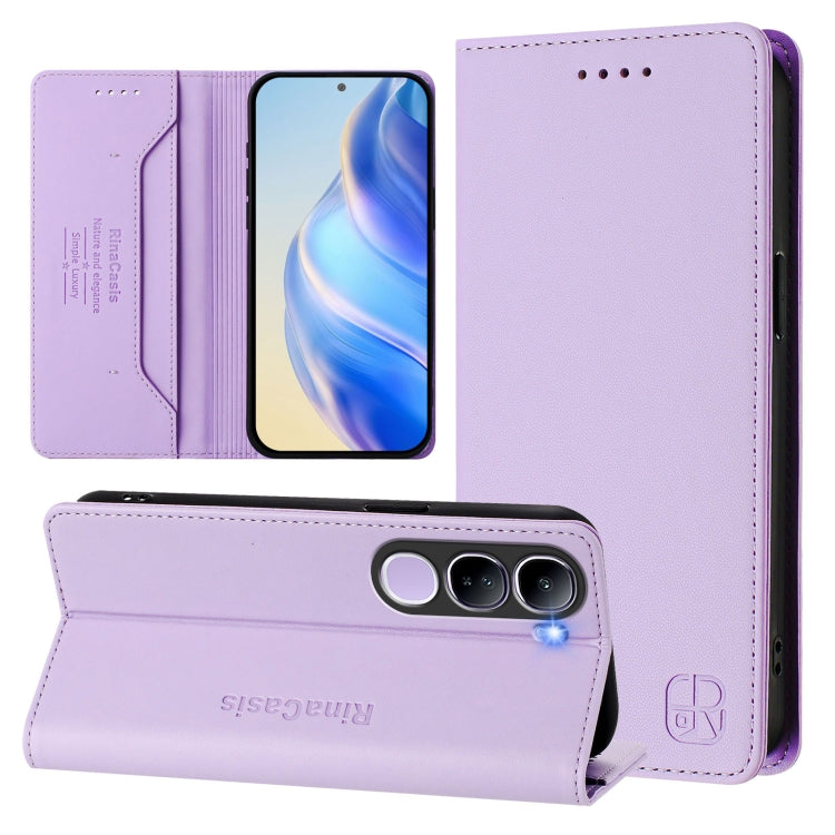 RC01 Dual-Folded Magnetic Suction RFID Leather Phone Case, For vivo X200 Pro, For vivo V40 Lite 5G IDN, For vivo V40e 5G India / iQOO Z9s 5G, For vivo V40 5G / V40 Pro 5G Global, For vivo Y300 Pro, For vivo iQOO Z9s Pro / T3 Pro India