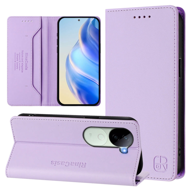 RC01 Dual-Folded Magnetic Suction RFID Leather Phone Case, For vivo X200 Pro, For vivo V40 Lite 5G IDN, For vivo V40e 5G India / iQOO Z9s 5G, For vivo V40 5G / V40 Pro 5G Global, For vivo Y300 Pro, For vivo iQOO Z9s Pro / T3 Pro India