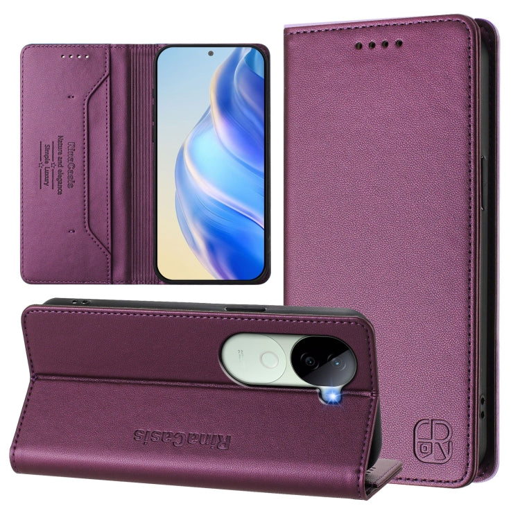 RC01 Dual-Folded Magnetic Suction RFID Leather Phone Case, For vivo X200 Pro, For vivo V40 Lite 5G IDN, For vivo V40e 5G India / iQOO Z9s 5G, For vivo V40 5G / V40 Pro 5G Global, For vivo Y300 Pro, For vivo iQOO Z9s Pro / T3 Pro India