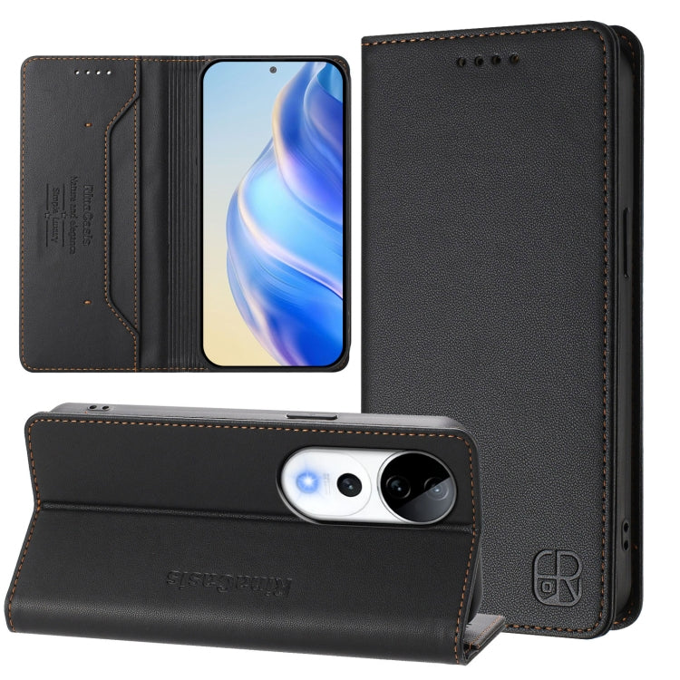 RC01 Dual-Folded Magnetic Suction RFID Leather Phone Case, For vivo X200 Pro, For vivo V40 Lite 5G IDN, For vivo V40e 5G India / iQOO Z9s 5G, For vivo V40 5G / V40 Pro 5G Global, For vivo Y300 Pro, For vivo iQOO Z9s Pro / T3 Pro India