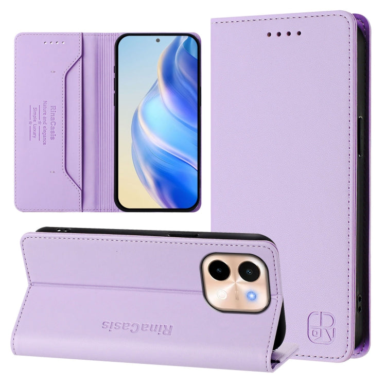 RC01 Dual-Folded Magnetic Suction RFID Leather Phone Case, For vivo V40 Lite 5G / V30e 5G Global, For vivo S19, For vivo Y28 4G, For vivo X100s 5G, For vivo Y03 4G Global / Y18 4G, For vivo Y38 5G / Y200i / T3x Global