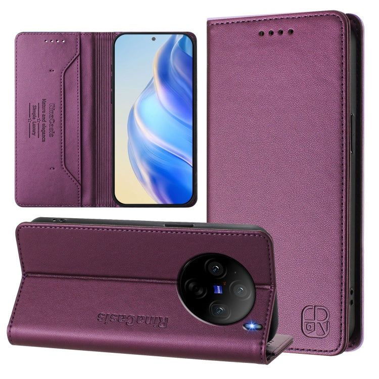 RC01 Dual-Folded Magnetic Suction RFID Leather Phone Case, For vivo V40 Lite 5G / V30e 5G Global, For vivo S19, For vivo Y28 4G, For vivo X100s 5G, For vivo Y03 4G Global / Y18 4G, For vivo Y38 5G / Y200i / T3x Global