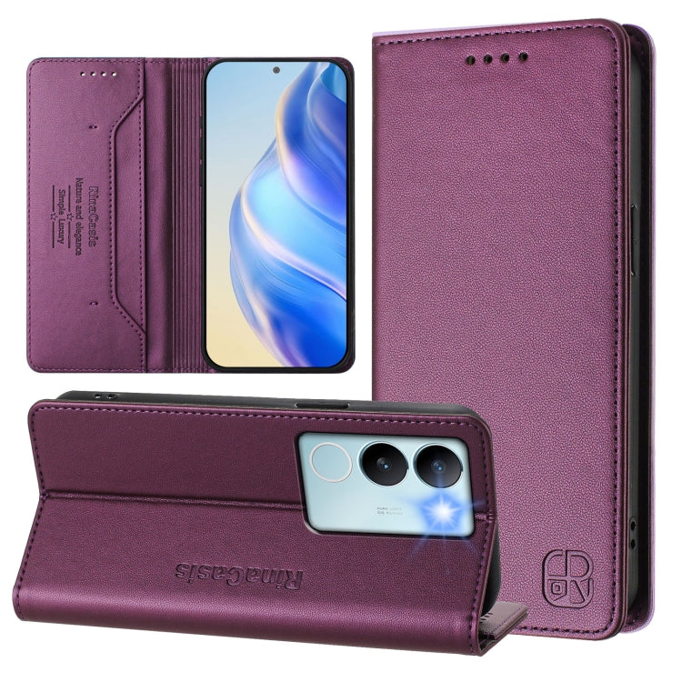 RC01 Dual-Folded Magnetic Suction RFID Leather Phone Case, For vivo iQOO Z9x, For vivo iQOO Z9 5G / Z9 Turbo 5G, For vivo Y100 5G IDN / Y200e 5G, For vivo V30 5G / V30 Pro Global, For vivo V29e 5G / Y200 5G Global, For vivo V29 5G Global / V29 Pro