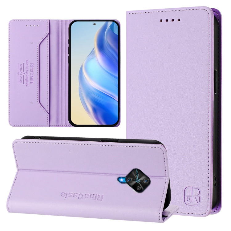 RC01 Dual-Folded Magnetic Suction RFID Leather Phone Case, For vivo Y76 5G, For vivo V20 / V21e 4G / Y73 2021, For vivo Y31 4G 2021 India / Y53s, For vivo Y52s 5G / Y72 5G India, For vivo Y30 4G Global, For vivo Y27 4G 2023 Global