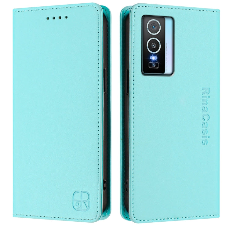 RC01 Dual-Folded Magnetic Suction RFID Leather Phone Case, For vivo Y76 5G, For vivo V20 / V21e 4G / Y73 2021, For vivo Y31 4G 2021 India / Y53s, For vivo Y52s 5G / Y72 5G India, For vivo Y30 4G Global, For vivo Y27 4G 2023 Global