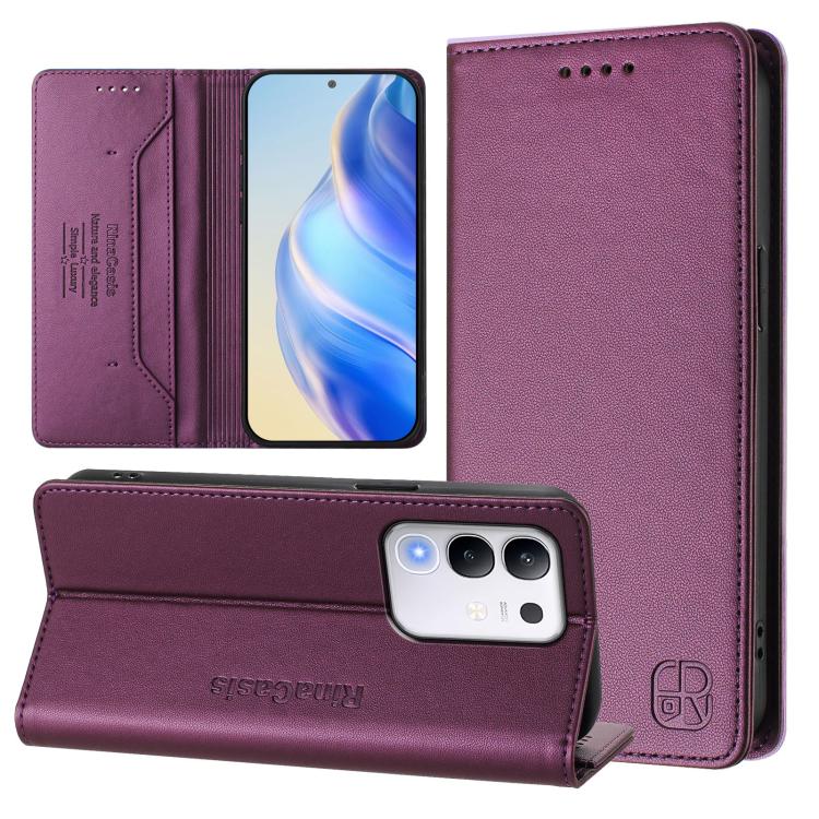 RC01 Dual-Folded Magnetic Suction RFID Leather Phone Case, For vivo S30, For vivo Y39 5G Global, For vivo V50 Lite 5G, For vivo Y29s 5G / Y04 4G Global, For vivo Y29 4G Global, For vivo V50 5G Global
