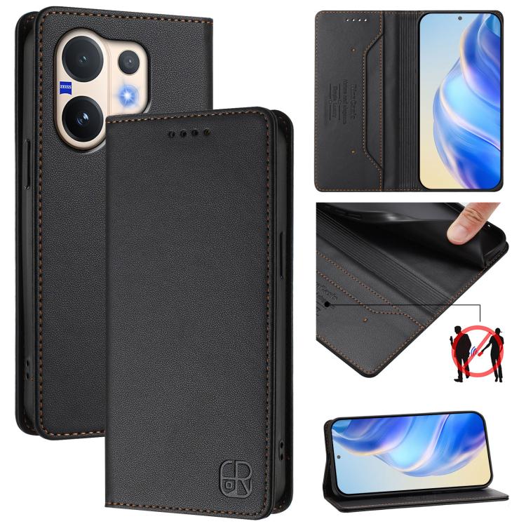 RC01 Dual-Folded Magnetic Suction RFID Leather Phone Case, For vivo X300, For vivo Y31 5G Global, For vivo Y400 5G Global, For vivo Y400 4G, For vivo V60 5G Curved Global, For vivo S30 Pro mini