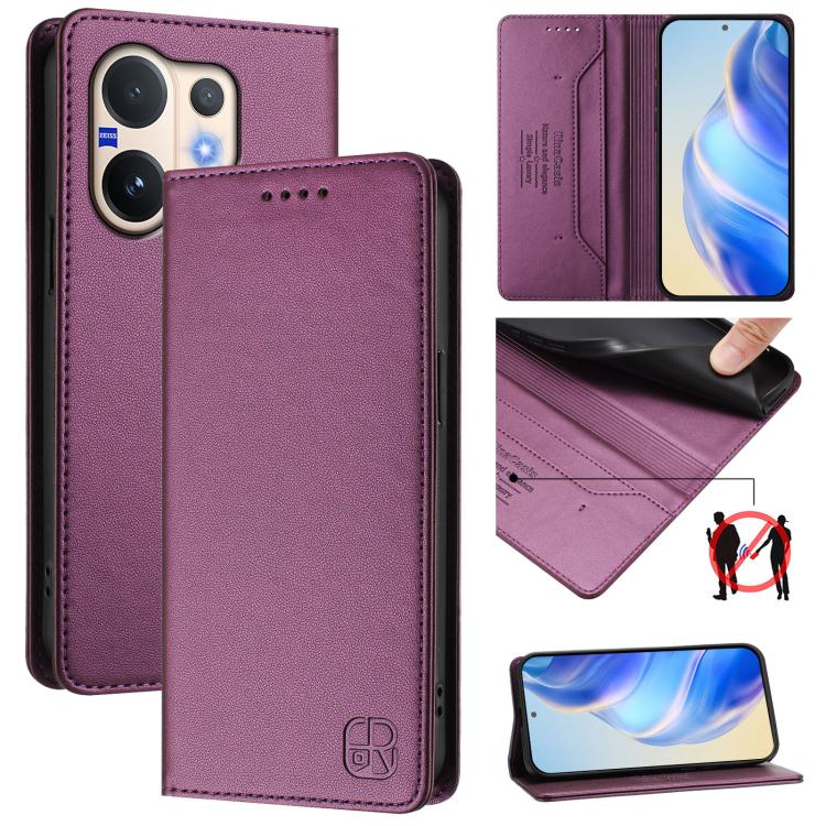 RC01 Dual-Folded Magnetic Suction RFID Leather Phone Case, For vivo X300, For vivo Y31 5G Global, For vivo Y400 5G Global, For vivo Y400 4G, For vivo V60 5G Curved Global, For vivo S30 Pro mini