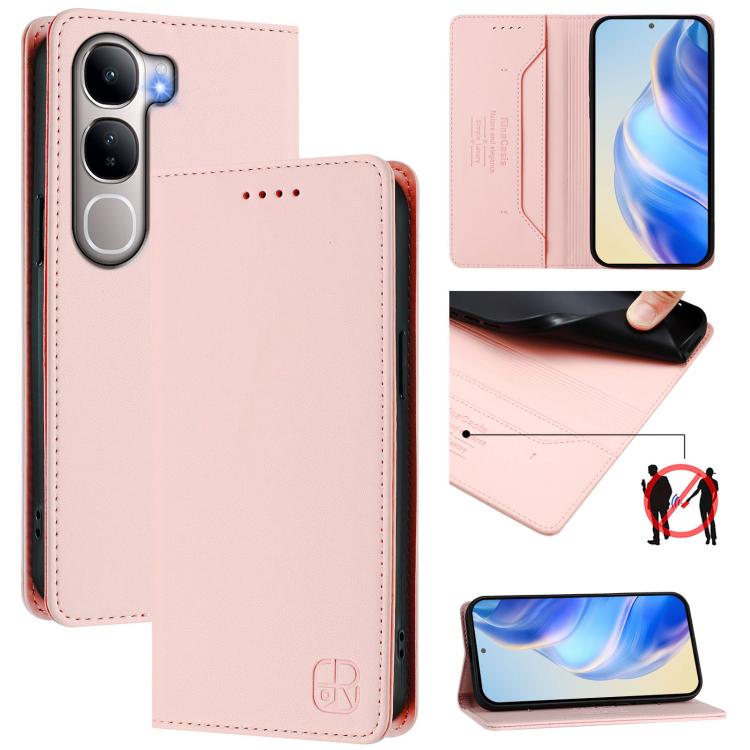 RC01 Dual-Folded Magnetic Suction RFID Leather Phone Case, For vivo X300, For vivo Y31 5G Global, For vivo Y400 5G Global, For vivo Y400 4G, For vivo V60 5G Curved Global, For vivo S30 Pro mini