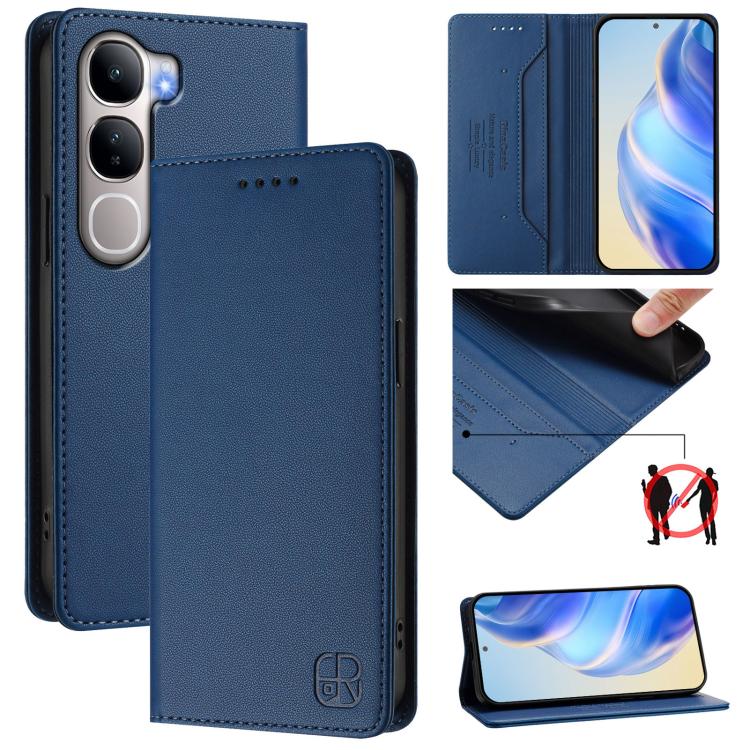 RC01 Dual-Folded Magnetic Suction RFID Leather Phone Case, For vivo X300, For vivo Y31 5G Global, For vivo Y400 5G Global, For vivo Y400 4G, For vivo V60 5G Curved Global, For vivo S30 Pro mini