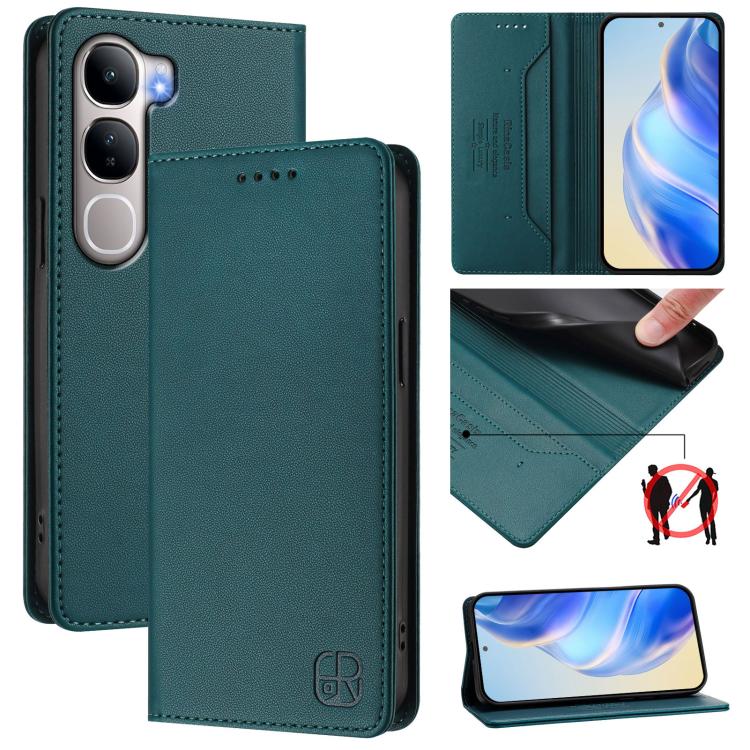 RC01 Dual-Folded Magnetic Suction RFID Leather Phone Case, For vivo X300, For vivo Y31 5G Global, For vivo Y400 5G Global, For vivo Y400 4G, For vivo V60 5G Curved Global, For vivo S30 Pro mini
