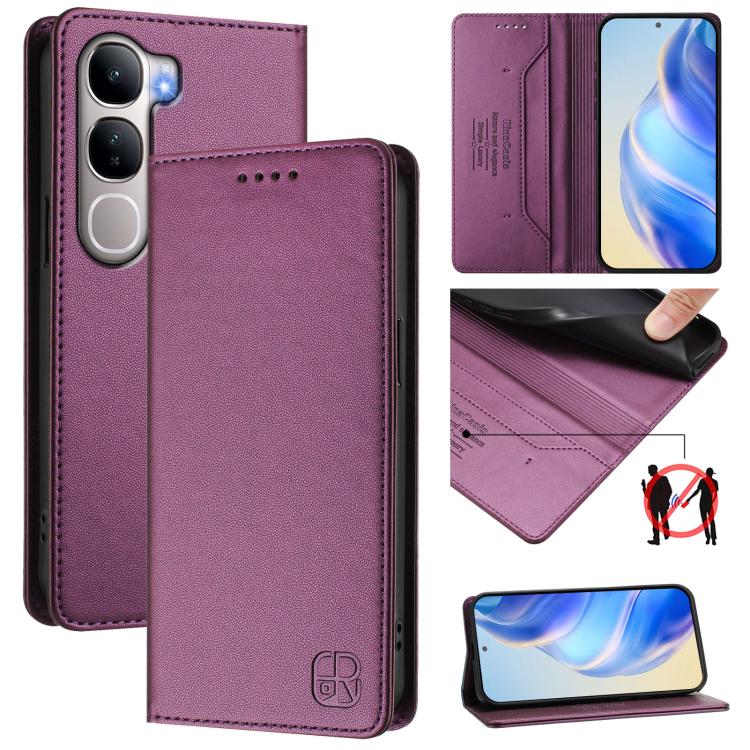 RC01 Dual-Folded Magnetic Suction RFID Leather Phone Case, For vivo X300, For vivo Y31 5G Global, For vivo Y400 5G Global, For vivo Y400 4G, For vivo V60 5G Curved Global, For vivo S30 Pro mini