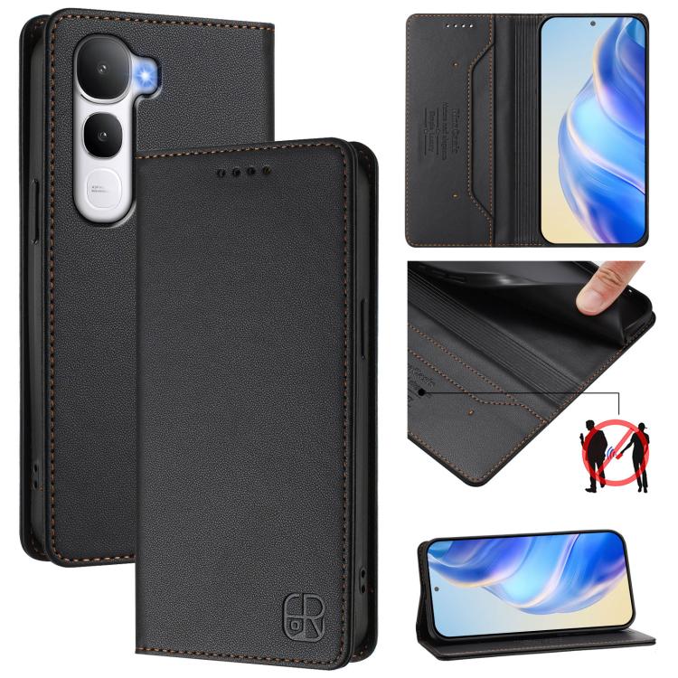 RC01 Dual-Folded Magnetic Suction RFID Leather Phone Case, For vivo X300, For vivo Y31 5G Global, For vivo Y400 5G Global, For vivo Y400 4G, For vivo V60 5G Curved Global, For vivo S30 Pro mini