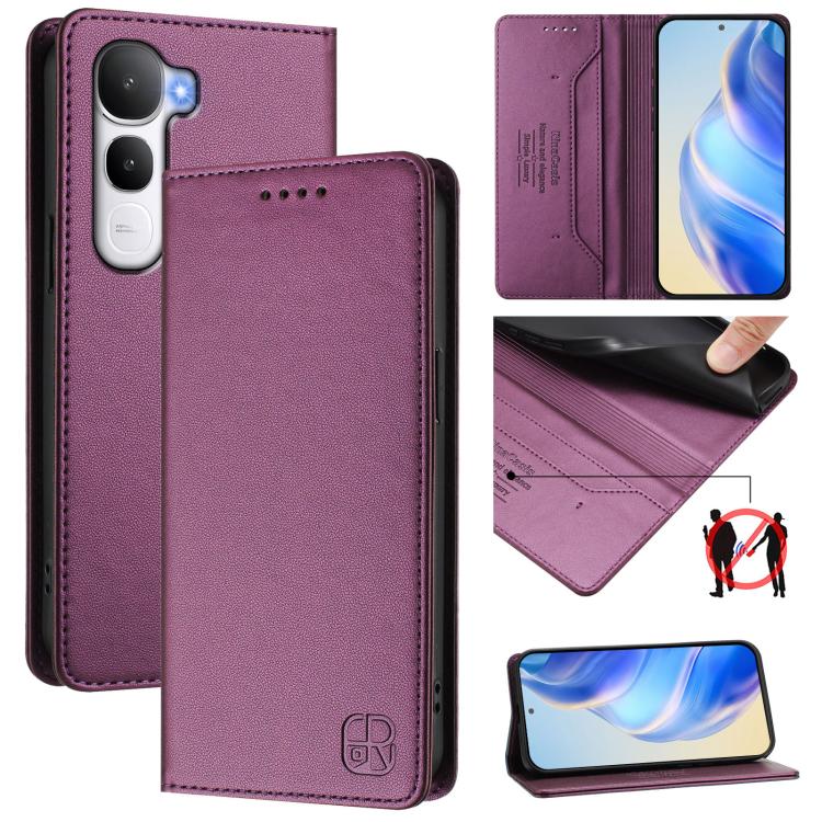 RC01 Dual-Folded Magnetic Suction RFID Leather Phone Case, For vivo X300, For vivo Y31 5G Global, For vivo Y400 5G Global, For vivo Y400 4G, For vivo V60 5G Curved Global, For vivo S30 Pro mini