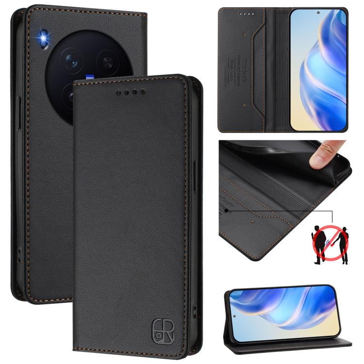 RC01 Dual-Folded Magnetic Suction RFID Leather Phone Case, For vivo X300, For vivo Y31 5G Global, For vivo Y400 5G Global, For vivo Y400 4G, For vivo V60 5G Curved Global, For vivo S30 Pro mini