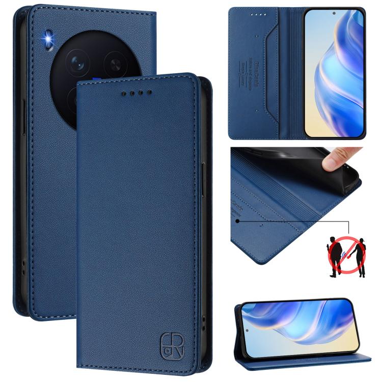 RC01 Dual-Folded Magnetic Suction RFID Leather Phone Case, For vivo X300, For vivo Y31 5G Global, For vivo Y400 5G Global, For vivo Y400 4G, For vivo V60 5G Curved Global, For vivo S30 Pro mini