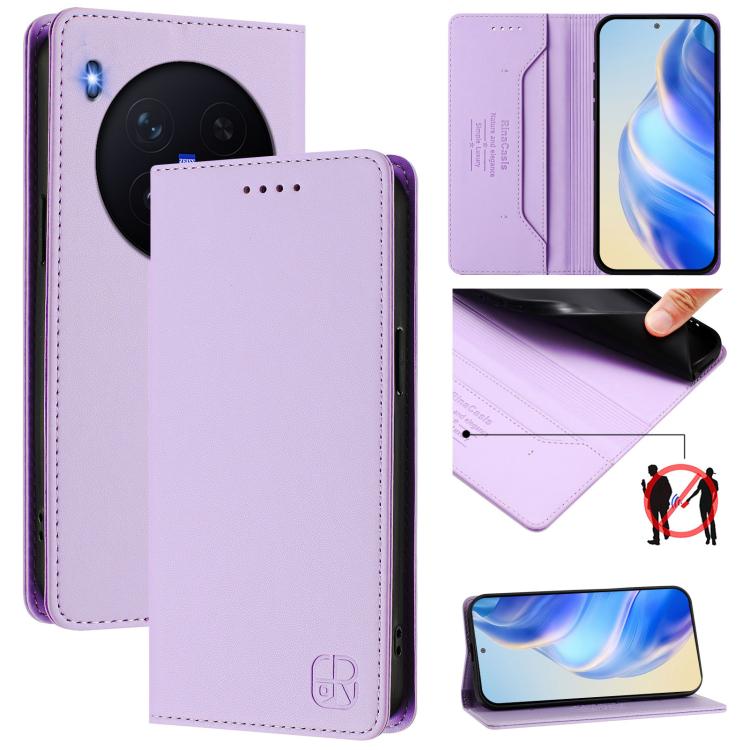 RC01 Dual-Folded Magnetic Suction RFID Leather Phone Case, For vivo S50 Pro mini / X300 FE 5G Russia, For vivo X300s, For vivo Y21 5G 2026 / Y05 4G / Y11d, For vivo V70 FE 5G, For vivo X300 Ultra, For vivo X300 Pro