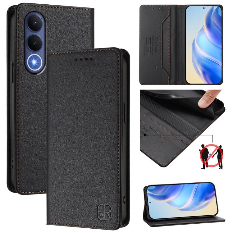 RC01 Dual-Folded Magnetic Suction RFID Leather Phone Case, For vivo S50 Pro mini / X300 FE 5G Russia, For vivo X300s, For vivo Y21 5G 2026 / Y05 4G / Y11d, For vivo V70 FE 5G, For vivo X300 Ultra, For vivo X300 Pro