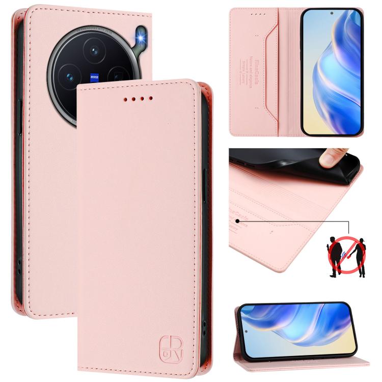 RC01 Dual-Folded Magnetic Suction RFID Leather Phone Case, For vivo S50 Pro mini / X300 FE 5G Russia, For vivo X300s, For vivo Y21 5G 2026 / Y05 4G / Y11d, For vivo V70 FE 5G, For vivo X300 Ultra, For vivo X300 Pro