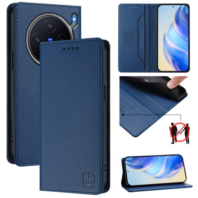 RC01 Dual-Folded Magnetic Suction RFID Leather Phone Case, For vivo S50 Pro mini / X300 FE 5G Russia, For vivo X300s, For vivo Y21 5G 2026 / Y05 4G / Y11d, For vivo V70 FE 5G, For vivo X300 Ultra, For vivo X300 Pro