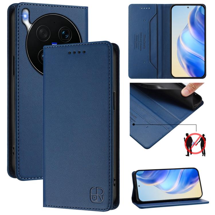RC01 Dual-Folded Magnetic Suction RFID Leather Phone Case, For vivo S50 Pro mini / X300 FE 5G Russia, For vivo X300s, For vivo Y21 5G 2026 / Y05 4G / Y11d, For vivo V70 FE 5G, For vivo X300 Ultra, For vivo X300 Pro
