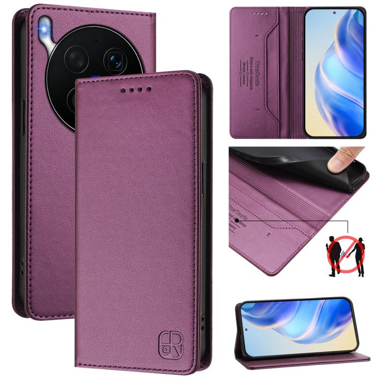 RC01 Dual-Folded Magnetic Suction RFID Leather Phone Case, For vivo S50 Pro mini / X300 FE 5G Russia, For vivo X300s, For vivo Y21 5G 2026 / Y05 4G / Y11d, For vivo V70 FE 5G, For vivo X300 Ultra, For vivo X300 Pro