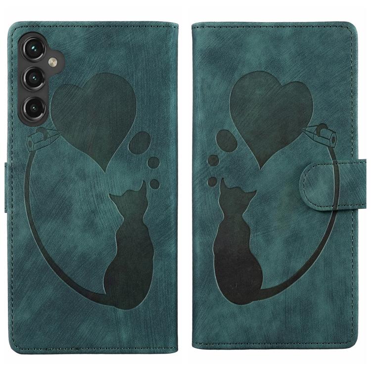 Pen Heart Cat Embossed Leather Phone Case, For Samsung Galaxy A57 5G, For Samsung Galaxy A37 5G, For Galaxy A27 5G, For Samsung Galaxy A07 4G / A06 4G, For Samsung Galaxy A17 5G / A26 5G, For Samsung Galaxy A56 5G, For Samsung Galaxy A26 5G            ...