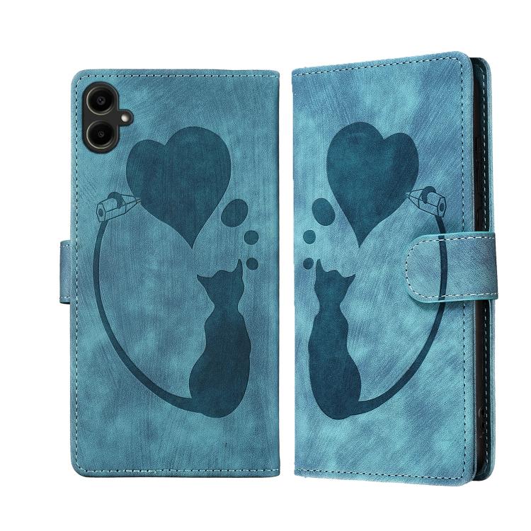 Pen Heart Cat Embossed Leather Phone Case, For Samsung Galaxy A57 5G, For Samsung Galaxy A37 5G, For Galaxy A27 5G, For Samsung Galaxy A07 4G / A06 4G, For Samsung Galaxy A17 5G / A26 5G, For Samsung Galaxy A56 5G, For Samsung Galaxy A26 5G            ...