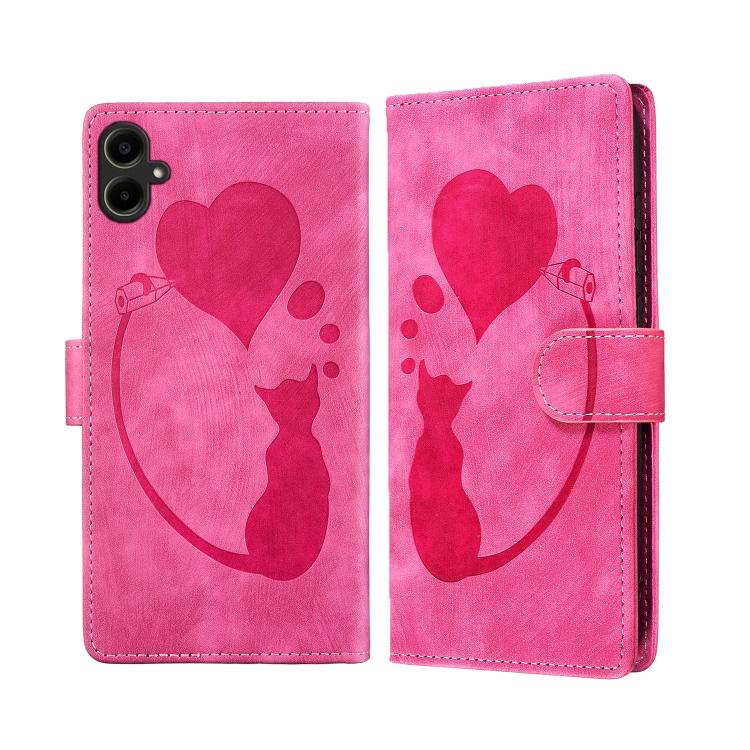 Pen Heart Cat Embossed Leather Phone Case, For Samsung Galaxy A57 5G, For Samsung Galaxy A37 5G, For Galaxy A27 5G, For Samsung Galaxy A07 4G / A06 4G, For Samsung Galaxy A17 5G / A26 5G, For Samsung Galaxy A56 5G, For Samsung Galaxy A26 5G            ...