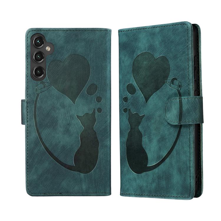Pen Heart Cat Embossed Leather Phone Case, For Samsung Galaxy A57 5G, For Samsung Galaxy A37 5G, For Galaxy A27 5G, For Samsung Galaxy A07 4G / A06 4G, For Samsung Galaxy A17 5G / A26 5G, For Samsung Galaxy A56 5G, For Samsung Galaxy A26 5G            ...