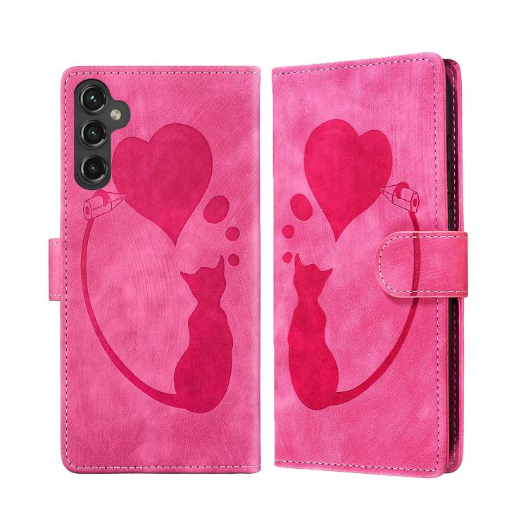 Pen Heart Cat Embossed Leather Phone Case, For Samsung Galaxy A57 5G, For Samsung Galaxy A37 5G, For Galaxy A27 5G, For Samsung Galaxy A07 4G / A06 4G, For Samsung Galaxy A17 5G / A26 5G, For Samsung Galaxy A56 5G, For Samsung Galaxy A26 5G            ...