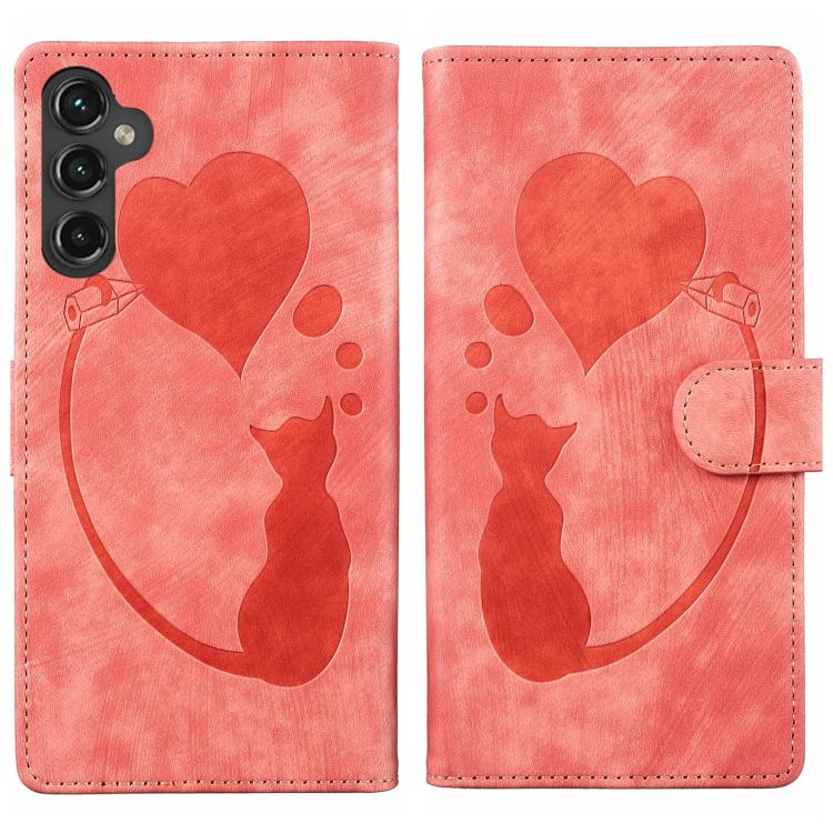 Pen Heart Cat Embossed Leather Phone Case, For Samsung Galaxy A57 5G, For Samsung Galaxy A37 5G, For Galaxy A27 5G, For Samsung Galaxy A07 4G / A06 4G, For Samsung Galaxy A17 5G / A26 5G, For Samsung Galaxy A56 5G, For Samsung Galaxy A26 5G            ...