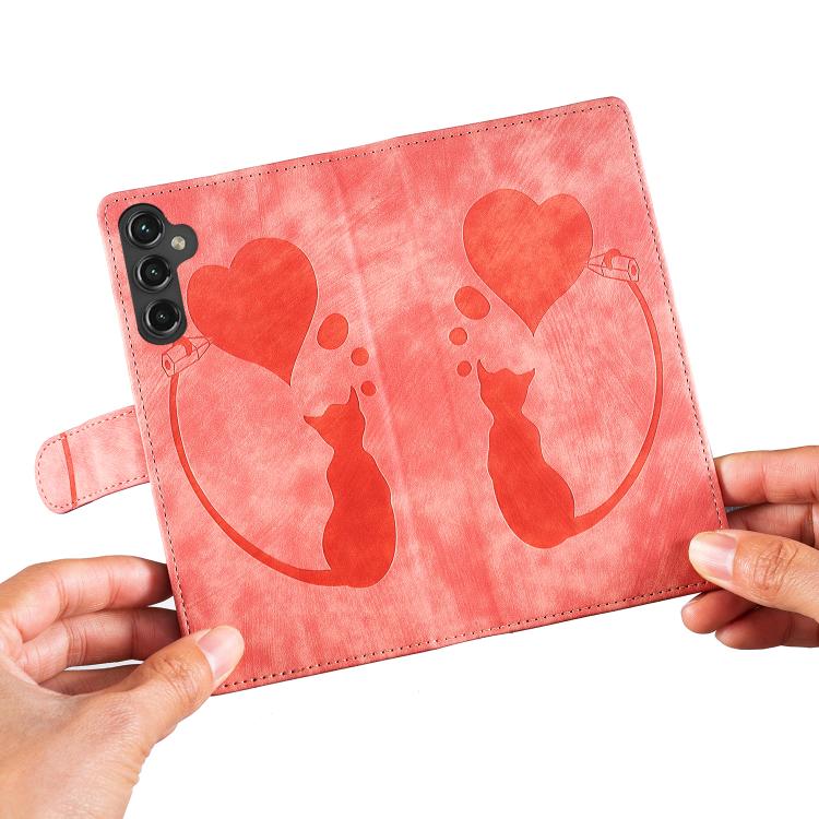 Pen Heart Cat Embossed Leather Phone Case, For Samsung Galaxy A57 5G, For Samsung Galaxy A37 5G, For Galaxy A27 5G, For Samsung Galaxy A07 4G / A06 4G, For Samsung Galaxy A17 5G / A26 5G, For Samsung Galaxy A56 5G, For Samsung Galaxy A26 5G            ...