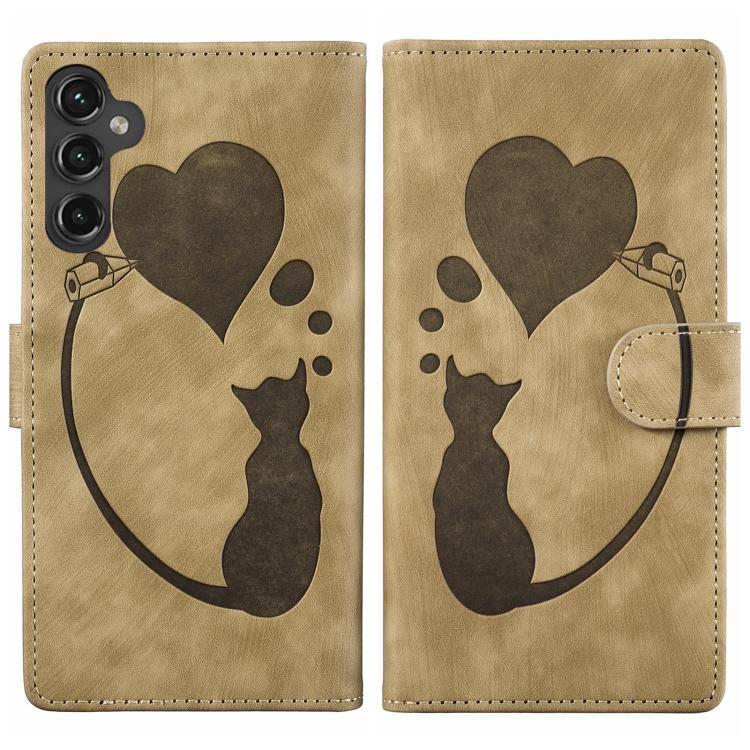 Pen Heart Cat Embossed Leather Phone Case, For Samsung Galaxy A57 5G, For Samsung Galaxy A37 5G, For Galaxy A27 5G, For Samsung Galaxy A07 4G / A06 4G, For Samsung Galaxy A17 5G / A26 5G, For Samsung Galaxy A56 5G, For Samsung Galaxy A26 5G            ...