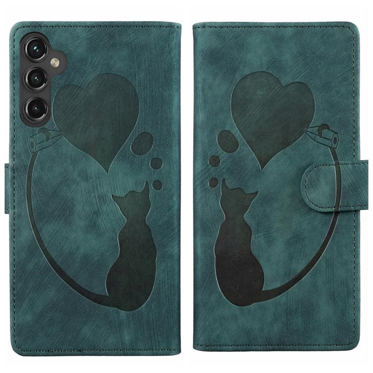 Pen Heart Cat Embossed Leather Phone Case, For Samsung Galaxy A57 5G, For Samsung Galaxy A37 5G, For Galaxy A27 5G, For Samsung Galaxy A07 4G / A06 4G, For Samsung Galaxy A17 5G / A26 5G, For Samsung Galaxy A56 5G, For Samsung Galaxy A26 5G            ...