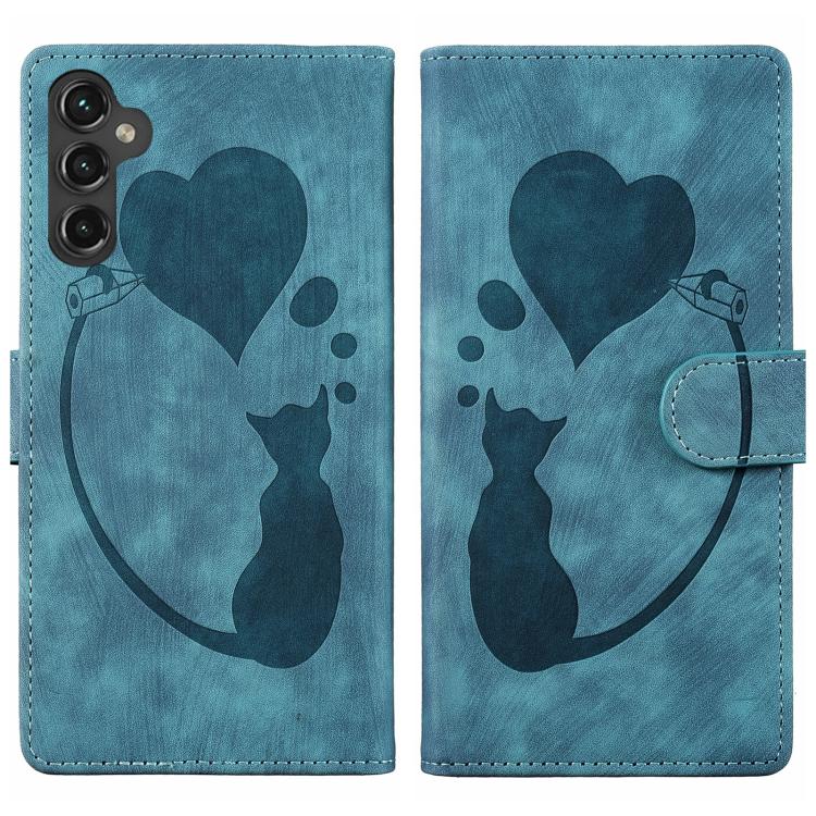 Pen Heart Cat Embossed Leather Phone Case, For Samsung Galaxy A57 5G, For Samsung Galaxy A37 5G, For Galaxy A27 5G, For Samsung Galaxy A07 4G / A06 4G, For Samsung Galaxy A17 5G / A26 5G, For Samsung Galaxy A56 5G, For Samsung Galaxy A26 5G            ...
