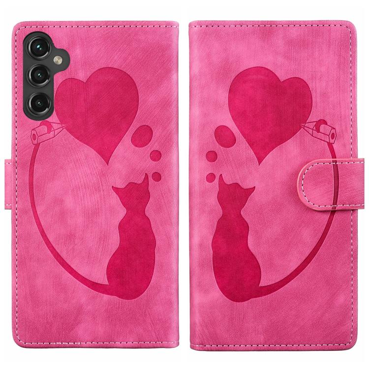 Pen Heart Cat Embossed Leather Phone Case, For Samsung Galaxy A57 5G, For Samsung Galaxy A37 5G, For Galaxy A27 5G, For Samsung Galaxy A07 4G / A06 4G, For Samsung Galaxy A17 5G / A26 5G, For Samsung Galaxy A56 5G, For Samsung Galaxy A26 5G            ...