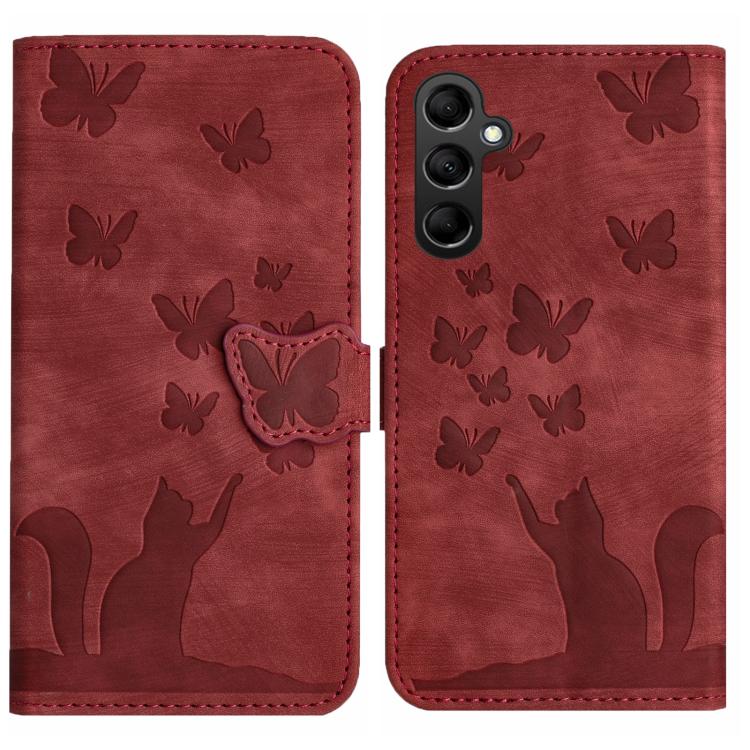 Butterfly Cat Embossing Flip Leather Phone Case, For Galaxy A18 4G, For Samsung Galaxy A57 5G, For Samsung Galaxy A37 5G, For Galaxy A27 5G, For Samsung Galaxy A07 4G / A06 4G, For Samsung Galaxy A17 5G / A26 5G, For Samsung Galaxy A56 5G              ...