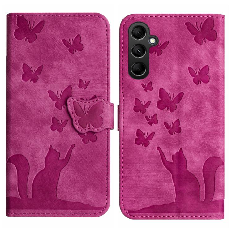 Butterfly Cat Embossing Flip Leather Phone Case, For Galaxy A18 4G, For Samsung Galaxy A57 5G, For Samsung Galaxy A37 5G, For Galaxy A27 5G, For Samsung Galaxy A07 4G / A06 4G, For Samsung Galaxy A17 5G / A26 5G, For Samsung Galaxy A56 5G              ...