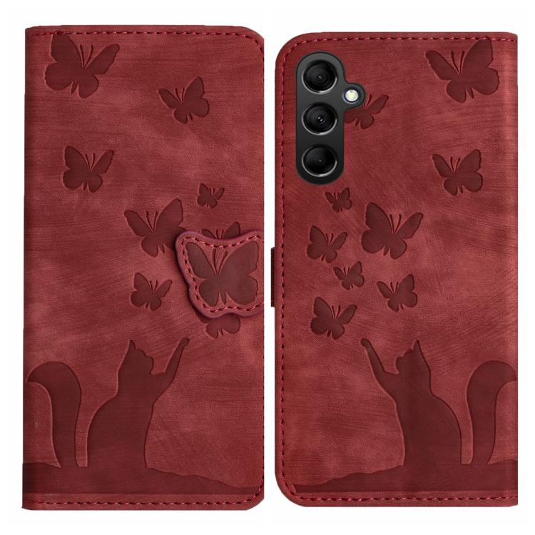Butterfly Cat Embossing Flip Leather Phone Case, For Galaxy A18 4G, For Samsung Galaxy A57 5G, For Samsung Galaxy A37 5G, For Galaxy A27 5G, For Samsung Galaxy A07 4G / A06 4G, For Samsung Galaxy A17 5G / A26 5G, For Samsung Galaxy A56 5G              ...