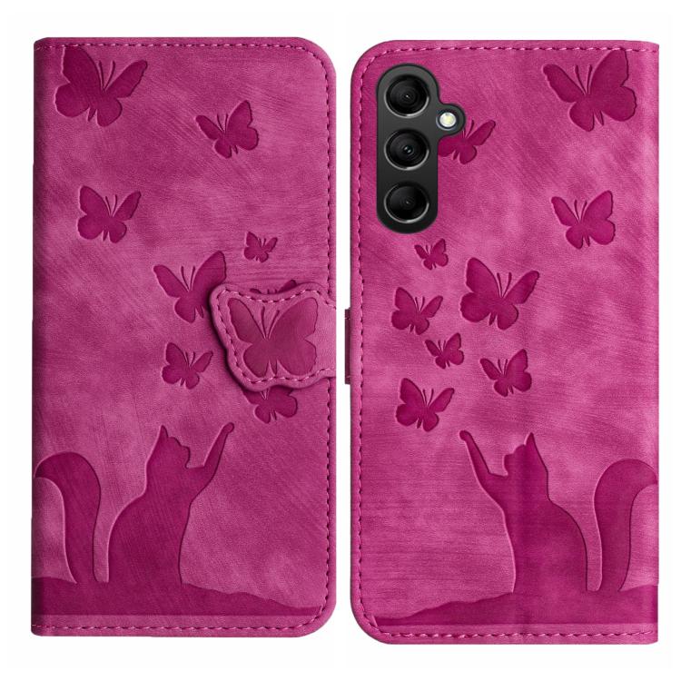 Butterfly Cat Embossing Flip Leather Phone Case, For Galaxy A18 4G, For Samsung Galaxy A57 5G, For Samsung Galaxy A37 5G, For Galaxy A27 5G, For Samsung Galaxy A07 4G / A06 4G, For Samsung Galaxy A17 5G / A26 5G, For Samsung Galaxy A56 5G              ...