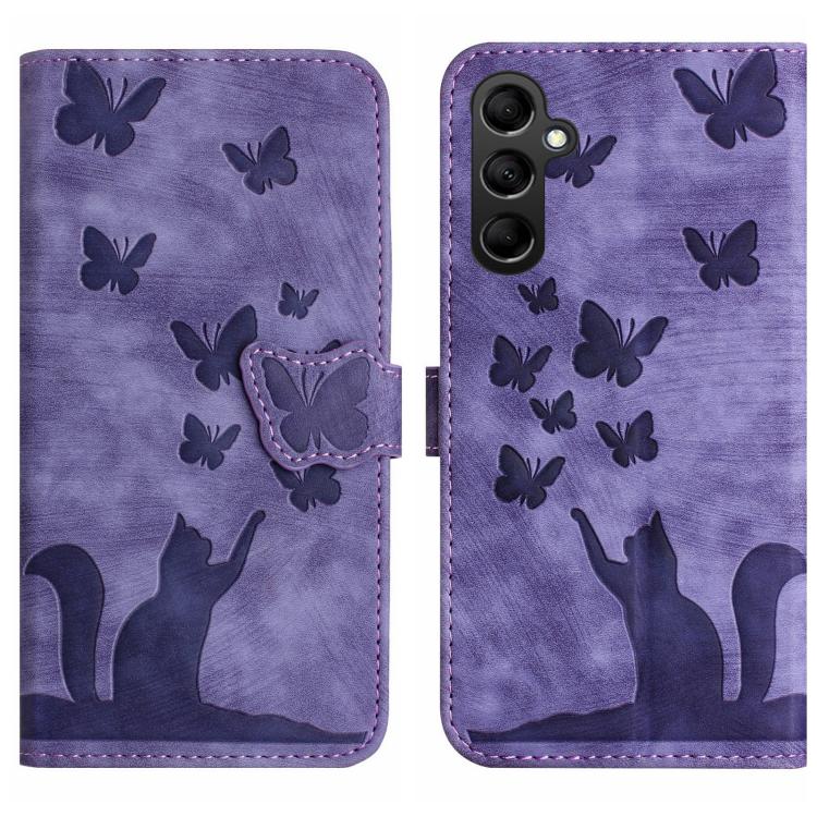 Butterfly Cat Embossing Flip Leather Phone Case, For Galaxy A18 4G, For Samsung Galaxy A57 5G, For Samsung Galaxy A37 5G, For Galaxy A27 5G, For Samsung Galaxy A07 4G / A06 4G, For Samsung Galaxy A17 5G / A26 5G, For Samsung Galaxy A56 5G              ...