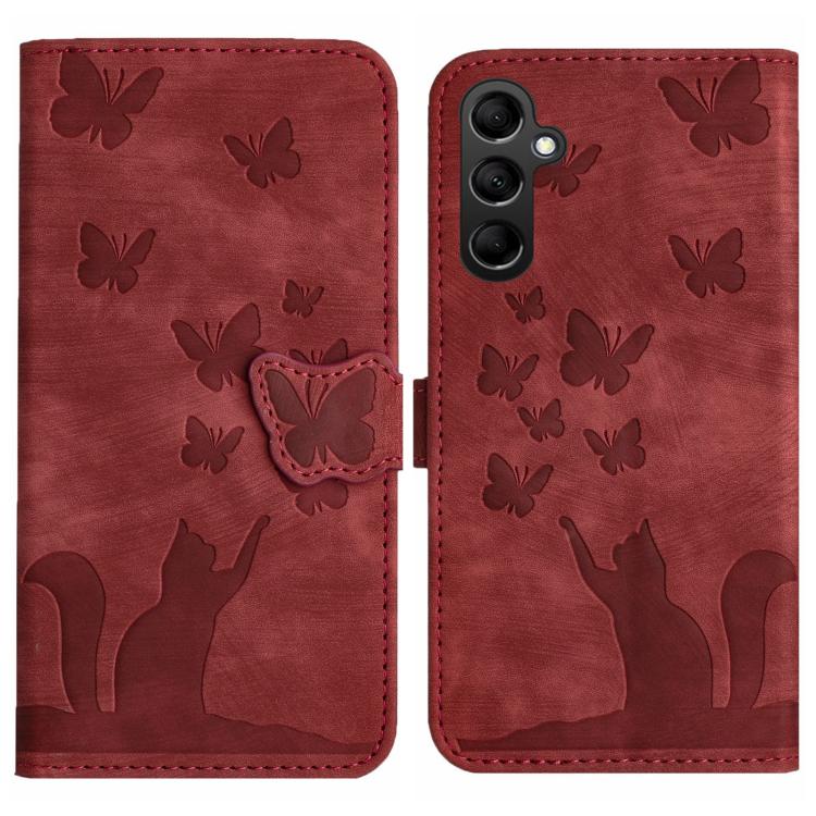 Butterfly Cat Embossing Flip Leather Phone Case, For Galaxy A18 4G, For Samsung Galaxy A57 5G, For Samsung Galaxy A37 5G, For Galaxy A27 5G, For Samsung Galaxy A07 4G / A06 4G, For Samsung Galaxy A17 5G / A26 5G, For Samsung Galaxy A56 5G              ...