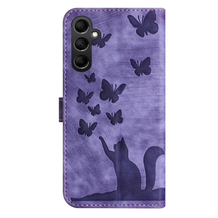 Butterfly Cat Embossing Flip Leather Phone Case, For Galaxy A18 4G, For Samsung Galaxy A57 5G, For Samsung Galaxy A37 5G, For Galaxy A27 5G, For Samsung Galaxy A07 4G / A06 4G, For Samsung Galaxy A17 5G / A26 5G, For Samsung Galaxy A56 5G              ...