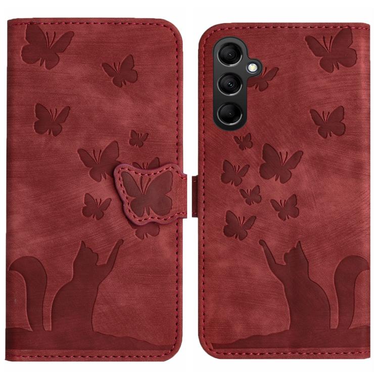 Butterfly Cat Embossing Flip Leather Phone Case, For Galaxy A18 4G, For Samsung Galaxy A57 5G, For Samsung Galaxy A37 5G, For Galaxy A27 5G, For Samsung Galaxy A07 4G / A06 4G, For Samsung Galaxy A17 5G / A26 5G, For Samsung Galaxy A56 5G              ...