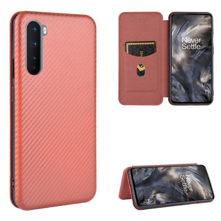 Carbon Fiber Texture Magnetic Horizontal Flip TPU + PC + PU Leather Case with Card Slot, For OnePlus 8 Pro, For OnePlus Nord