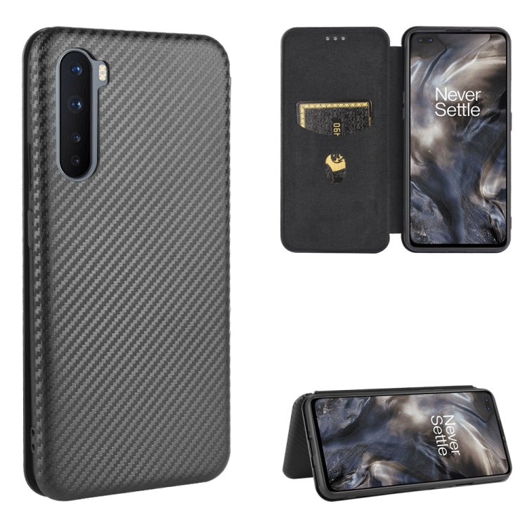 Carbon Fiber Texture Magnetic Horizontal Flip TPU + PC + PU Leather Case with Card Slot, For OnePlus 8 Pro, For OnePlus Nord