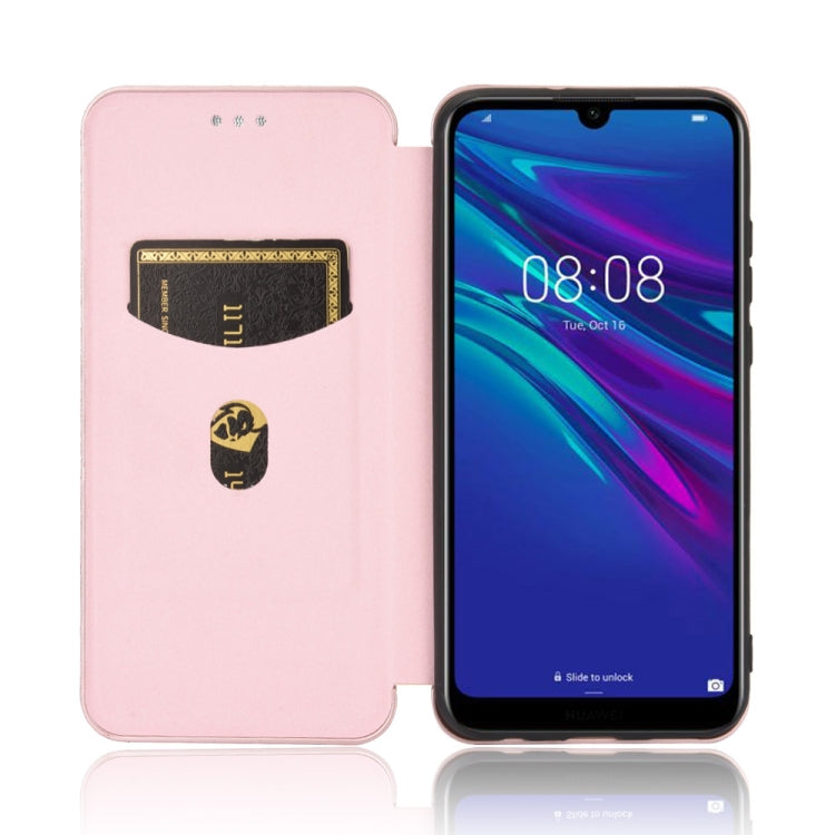 Carbon Fiber Texture Magnetic Horizontal Flip TPU + PC + PU Leather Case with Card Slot, For Huawei Y6 (2019) / Honor Y6s, For Huawei Honor 10 Lite / P smart (2019)